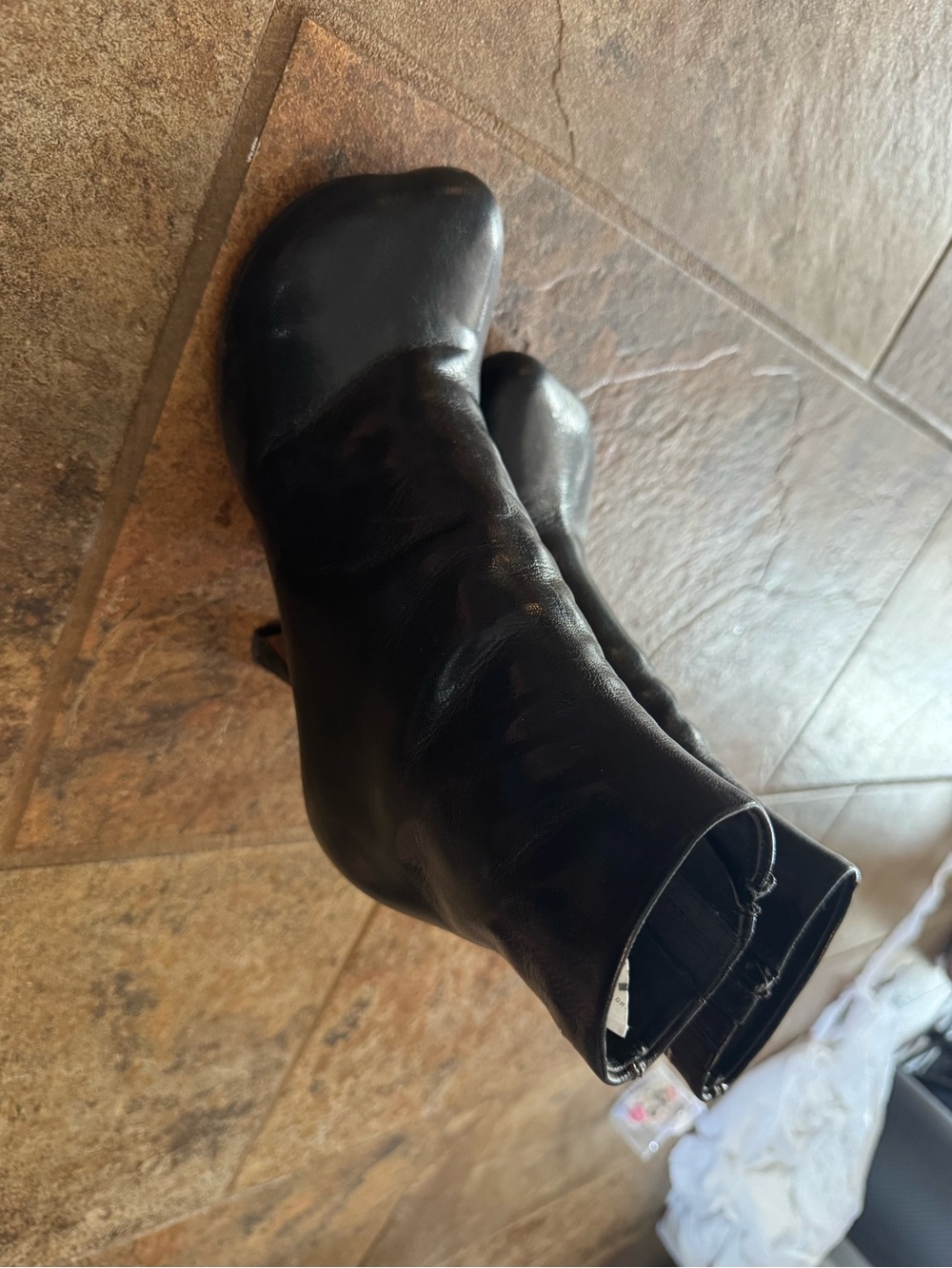 Women's MM6 Black Leather Mid-Calf Boot